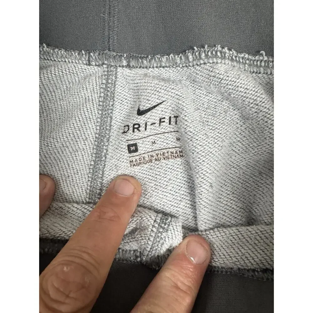Nike Dri-FIT Pants Medium Gray Logo Waistband Athletic Workout Lounge